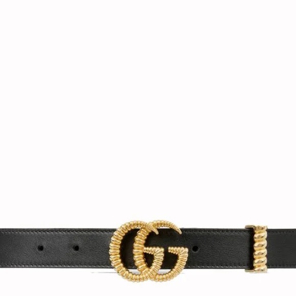 Guccci lEATHER BELT WITH TORCHON DOUBLE G BUCKLE - Picture 1 of 1